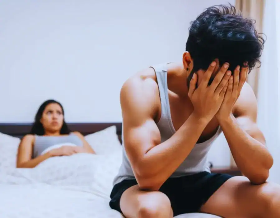 Image of upset man in need of erectile dysfunction treatment Braintree